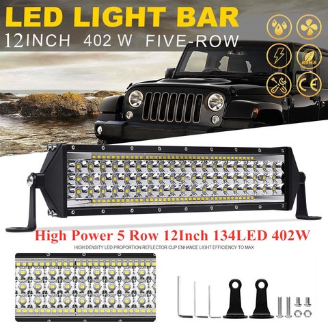 12 pulgadas 134LED 402W 5 filas de barra de luz LED de obra de inundación del proyector 12V 24V Offroad LED barra de luz de camión Offroad 4X4 4WD coche SUV ATV ► Foto 1/6