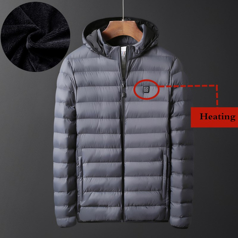 Chaqueta de calefacción de invierno con carga, abrigo cálido de terciopelo con capucha y USB para exteriores, deporte de senderismo, Chaqueta de algodón a prueba de viento, 6XL ► Foto 1/6