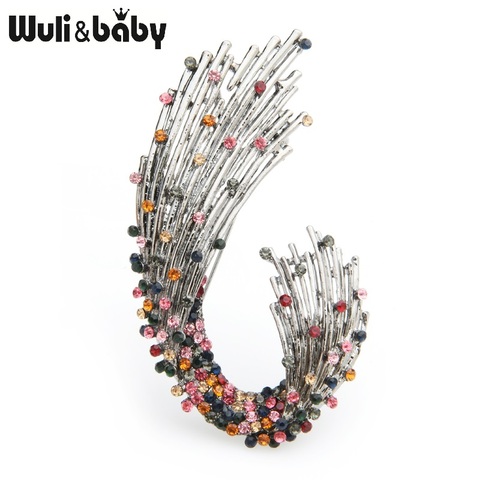 Wuli & baby-broches con forma geométrica para mujer, broche Multicolor con diamantes de imitación, para bodas, regalos ► Foto 1/4