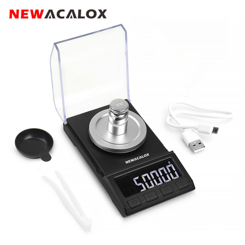 NEWACALOX-báscula de joyería Digital miligramo, 0.001g, báscula electrónica de precisión, 200g/100g/50g, báscula portátil de polvo de recarga de laboratorio ► Foto 1/6