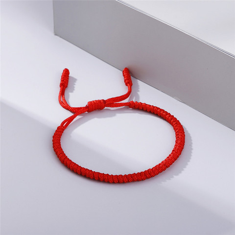 Pulsera de cuerda de Nuevo rojo para hombre y mujer, brazalete trenzado tibetano, hecho a mano ► Foto 1/6