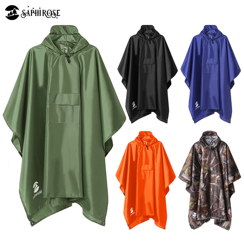 SaphiRose-Poncho de lluvia con capucha 3 en 1, chaqueta impermeable para hombres, mujeres, adultos, estera para tienda de campaña al aire libre ► Foto 1/6