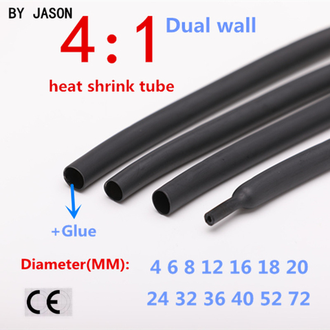 1 metro de tubo de encogimiento de calor con pegamento adhesivo de 4:1 de doble pared tubo de envoltura de alambre Cable kit 4 6 8 12mm 16mm 20mm 24mm 52mm ► Foto 1/6