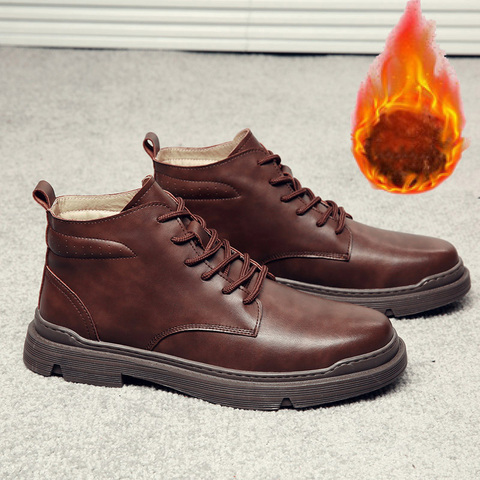 Zapatos de piel auténtica para hombre, Botas cálidas de felpa, 30 grados, frío, para otoño e invierno, 100%, KA3108 ► Foto 1/6