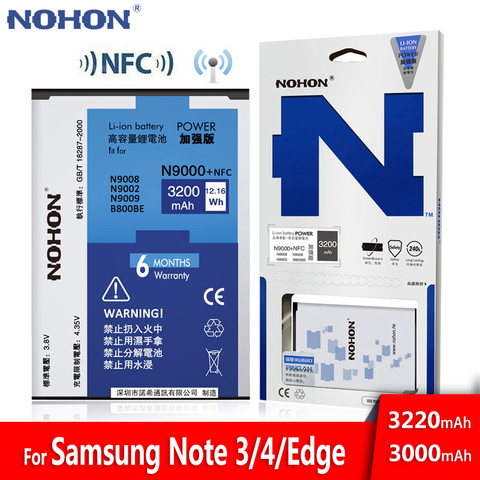 NOHON Batería Original Para Samsung Galaxy Note N9000 3 Note3 N9005 N9006 Con NFC Alta Capacidad 3200 mAh Baterías Al Por Menor paquete ► Foto 1/6