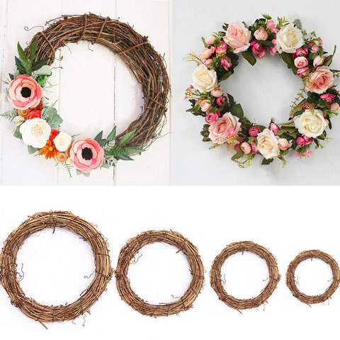 Decoración de la boda corona de flores corona de mimbre Natural Garland DIY manualidades decoración de puerta de casa regalo navideño para árbol grande fiesta ornamento ► Foto 1/6