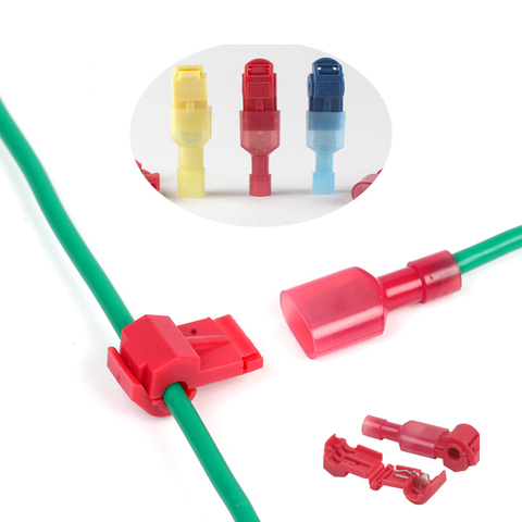 Juego de 10 unids/set de conexión de terminal de cable rápido suave, Modelo T, color rojo bl, sin desconexión del conector de sedal, juego de cables sin pérdidas ► Foto 1/6