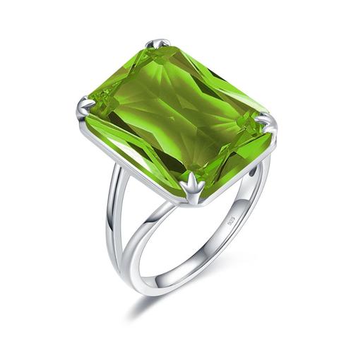 Anillos de peridoto VVS para mujer, de Plata de Ley 925 auténtica, anillos rectangulares para dedo, aniversario de boda, joyería a la moda, regalo nuevo ► Foto 1/6