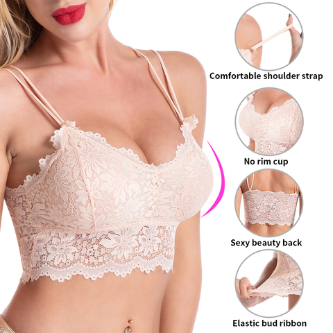 sujetador deportivo mujer sujetador push up Sujetador de encaje Bralette, ropa interior para mujer, sujetador Push up, lencería Sexy, sujetador sin tirantes, sujetador de talla grande para mujer, sujetador de mujer ► Foto 1/6