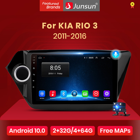 Junsun-Radio Multimedia V1 con GPS para coche, radio con reproductor, Android 10, 2 GB + 32 GB, DSP, navegador, 2 din, para KIA RIO 3 2003-2012 ► Foto 1/6