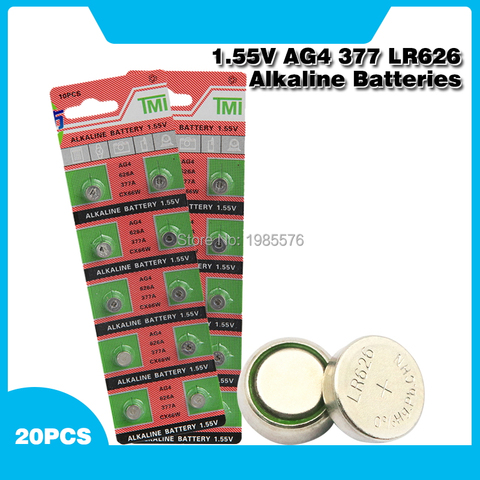 20 piezas-batería AG4 de 1,55 V, SR626, 377, LR626, LR66, SR66, SR626SW, 377A, para reloj de botón, monedas, G4, baterías para dispositivos, Relojes ► Foto 1/6
