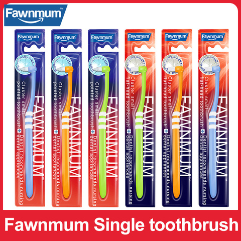 Fawnmum-cepillo de dientes de ortodoncia, corrector suave de cabeza plana y puntiaguda, limpieza de los dientes, higiene bucal, 1 Uds. ► Foto 1/6