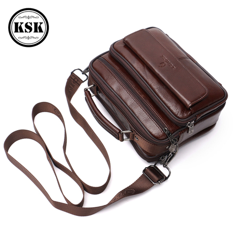 Bolso de hombro de cuero genuino para hombre, bandolera cruzada, a la moda, con solapa, de lujo, KSK, 2022 ► Foto 1/6