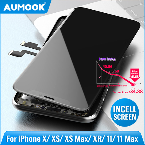 AU INCELL-pantalla táctil LCD para IPHONE X XS MAX XR, montaje de digitalizador de marco para 11 11pro MAX, reemplazo de pantalla LCD ► Foto 1/6