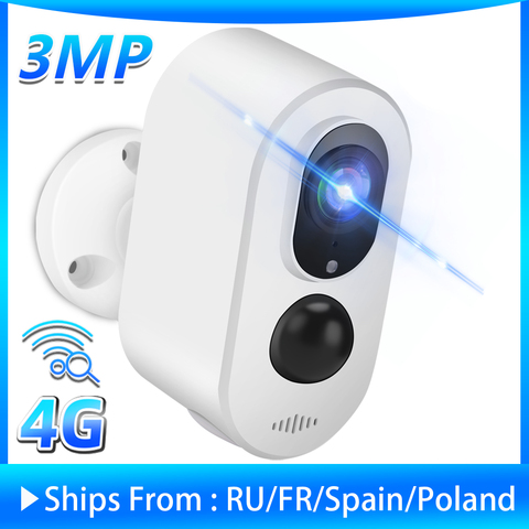 Cámara de seguridad para el hogar, cámara inalámbrica de 3MP HD con WIFI 4G, Tarjeta SIM 3G, batería recargable integrada, Modo reposo de largo tiempo ► Foto 1/6