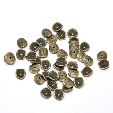 Cuentas espaciadoras onduladas de aleación a base de Zinc, disco de Bronce Antiguo, agujero de 10mm x 9mm, aproximadamente 1mm, accesorios de joyería, 50/100/200 Uds. ► Foto 1/6