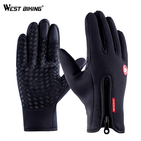 WEST BIKING-Guantes Térmicos de ciclismo, para invierno y deportes al aire libre, resistentes al viento, para senderismo, pesca y pantalla táctil ► Foto 1/6