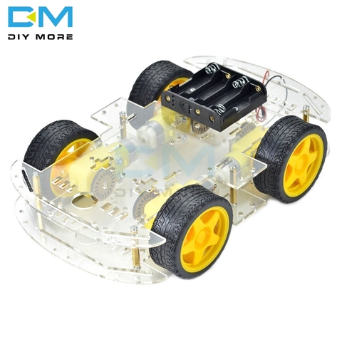 Kit de coche inteligente 4WD Robot inteligente Chasis de coche Kits de coche con codificador de velocidad y caja de batería Diy Kit electrónico para arduino ► Foto 1/6