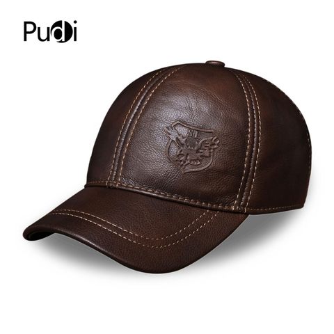 PUDI-Sombrero de Gorra de béisbol de cuero auténtico para hombre, gorros cálidos de cuero de vaca, HL125 ► Foto 1/6