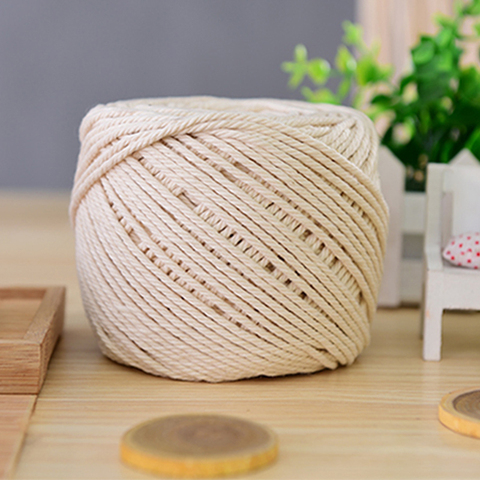 Alta tenacidad cuerdas blanco beige natural giro artesanía de cuerda Cordón de encaje hecho a mano DIY textiles para la decoración del hogar macramé hilo cordón de algodón ► Foto 1/6