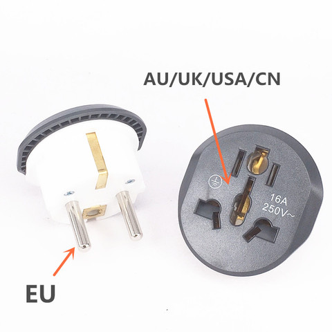 Universal UE KR adaptador de enchufe AC 250V 16A UE convertidor 2 ronda enchufe con pines adecuado para nosotros UA Reino Unido enchufe de la UE para viajar ► Foto 1/6