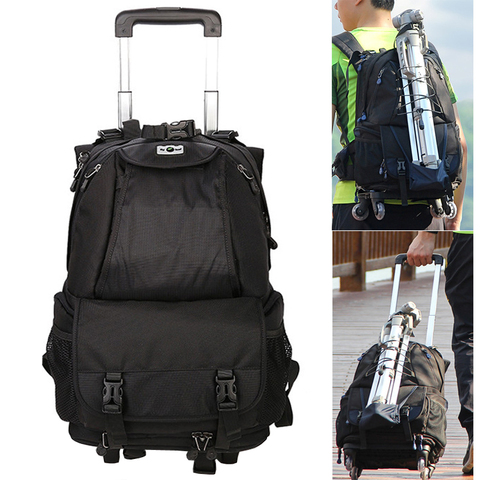 Carrito de espacio de gran capacidad para cámara fotográfica DSLR, impermeable con cubierta de lluvia, mochila de nailon para los hombros, carrito extraíble ► Foto 1/6