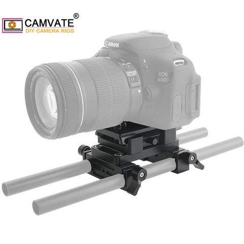 CAMVATE-Adaptador de liberación rápida Manfrotto, placa con placa deslizante y soporte doble de varilla de 15mm para cámara DSLR, sistema de varilla de aparejo de hombro ► Foto 1/6