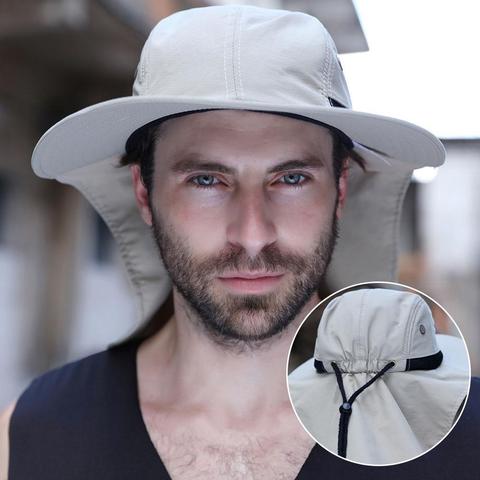 Gorra con protección solar para hombre y mujer, gorro transpirable con solapa para cuello y rostro, con protección solar UV, informal, para el verano ► Foto 1/6