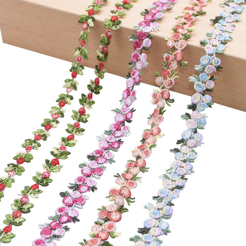 2 yarda bordado poliéster Rollo de cinta Mini Rosa flor Trim cinta para DIY boda Casa Decor coser accesorios de ropa ► Foto 1/6