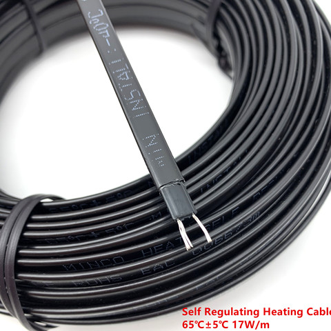 Cinta de calefacción de tipo 220V, protección de tuberías de agua autorregulables, cable de calefacción para desglaseado de techo, precio bajo ► Foto 1/6