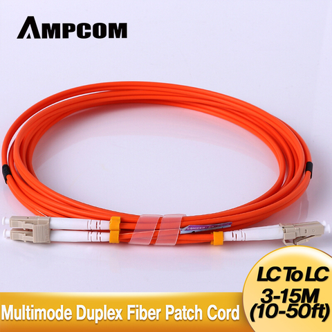 AMPCOM-Cable de parche de fibra LC a LC, multimodo, dúplex-50/125um, om2-lc/UPC a LC/UPC ► Foto 1/6