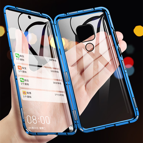 Funda protectora con tapa magnética para Huawei Mate 20 Lite Mate 20X Mate 20 Pro Mate 20, cubierta de cristal frontal y trasera de Metal de adsorción ► Foto 1/6