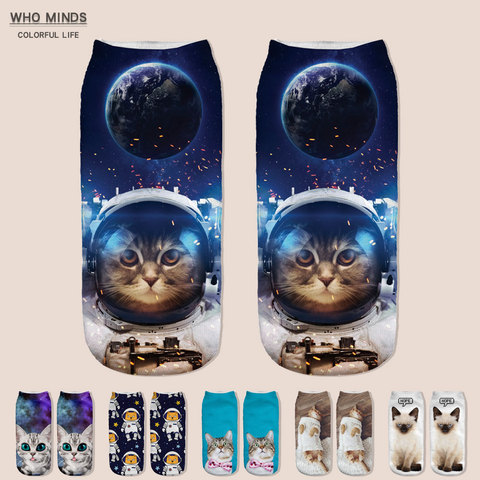 Calcetines divertidos de estilo Harajuku para mujer, medias Unisex de varios colores, con estampado de gato, Galaxia, Unisize ► Foto 1/6