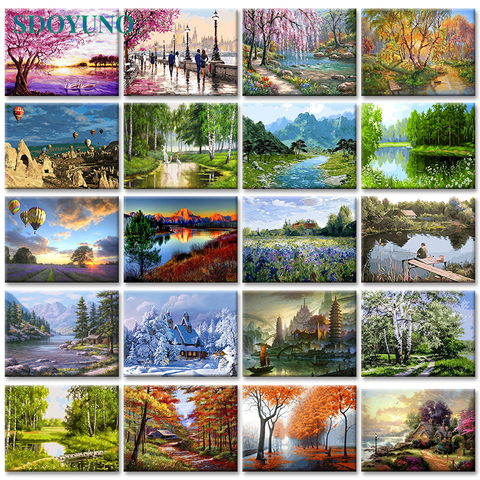 SDOYUNO Cuadros Pintura por Numero pintar por numeros oleo 40x50cm pintura sin marco por números naturaleza paisaje en lienzo imágenes por números decoración del hogar DIY para regalo único de la ► Foto 1/6