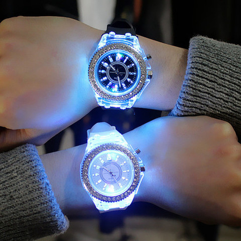 Reloj de pulsera con luz LED multicolor para hombre y mujer, luminoso, con Flash, tendencias de personalidad, estudiantes, amantes, Jellies ► Foto 1/5