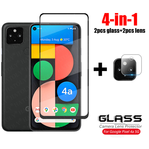 Funda completa templada 4 en 1 para Google Pixel 4A 5G cristal para Google Pixel 4 5 A cámara XL película de Protector de pantalla HD de lente ► Foto 1/6