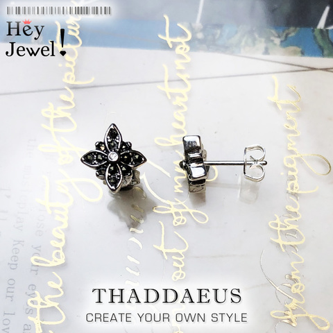 Pendientes de tuerca marcasita Estrella Negra, estilo europeo Glam joyería buena de moda para mujer, 2017 regalo en plata de ley 925 ► Foto 1/6