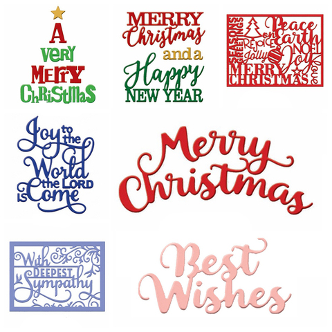 Letras Feliz Navidad Metal corte troqueles plantilla para DIY álbum de fotos álbum de recortes en relieve tarjetas para hacer manualidades decorativas ► Foto 1/5