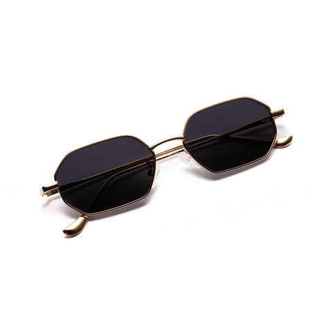 Anteojos de sol poligonales de estilo retro para mujeres, gafas de sol unisex pequeños, de estilo clásico, de lujo con cristales negros de color transparente, con UV400 ► Foto 1/6