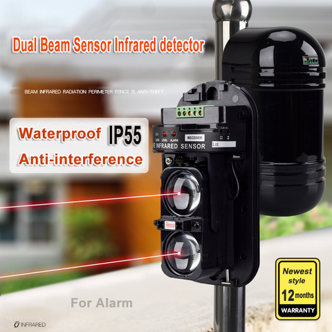 Sensor de doble haz a prueba de agua, Detector de intrusión infrarroja activa, IR, 20m ~ 150m, barrera de pared perimetral al aire libre para alarma GSM ► Foto 1/5