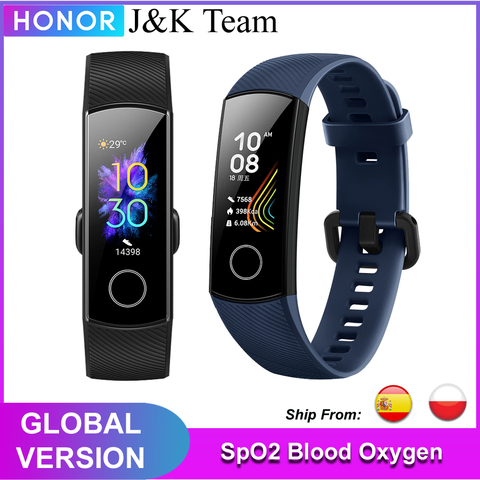 Honor band 5 banda inteligente versión Global de oxígeno en la sangre smartwatch AMOLED Huawei banda inteligente corazón ira ftness dormir rastreador ► Foto 1/5