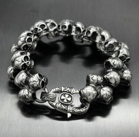 Pulsera de calavera para hombre, brazalete fantasma, círculo completo, joyería Punk ► Foto 1/6