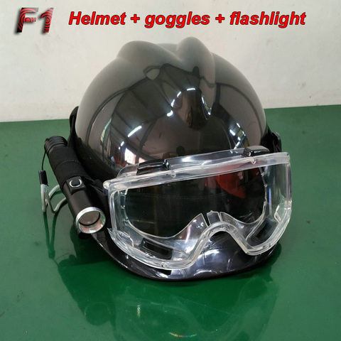 Casco de rescate F1 + gafas + linterna de faro protección de cabeza de rescate de accidente casco de iluminación de rescate nocturno ► Foto 1/5