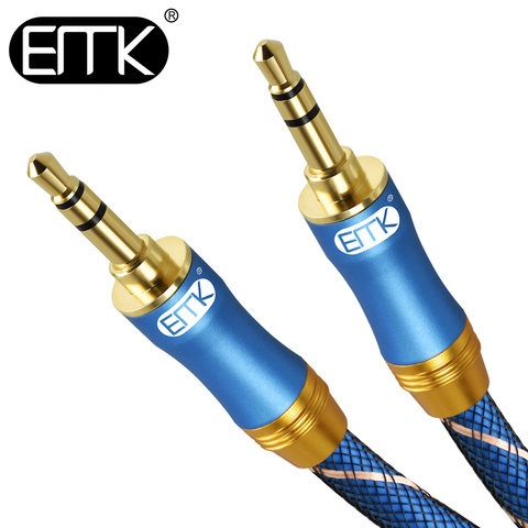 Cable de Audio macho a macho EMK de 3,5mm a 3,5mm, Cable auxiliar de 0,5 m, 1 m, 2 m, 3 m, 5 m, negro, gris, cable de 3,5mm para teléfono, auricular de coche, MP4 ► Foto 1/6