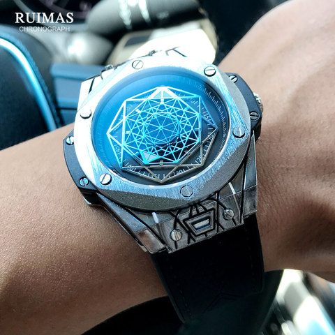 RUIMAS-Reloj de pulsera deportivo para hombre, de cuarzo, con correa de cuero, militar, resistente al agua, 533G ► Foto 1/6