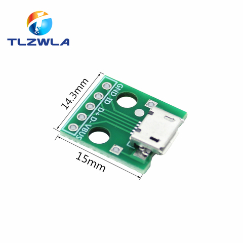 Placa de módulo conector hembra de 5 pines, Micro USB A Adaptador DIP, 5 pines, tipo B, PCB, 2,54 MM, 10 Uds. ► Foto 1/3