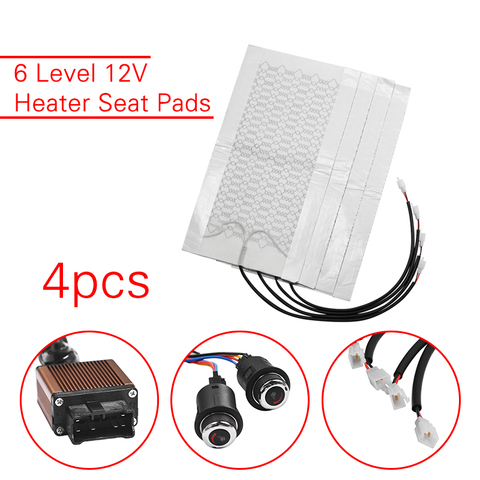 4 Uds nivel 6 V 12V de fibra de carbono Universal coche climatizada calentador de calefacción de asiento de invierno asiento calentador cubre cojín de asiento con calefacción ► Foto 1/6