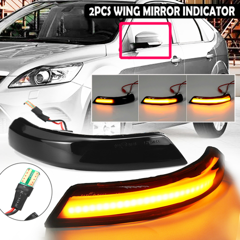 2 uds señal de giro fluctuante luz LED ala lateral espejo retrovisor dinámica del indicador intermitente para Ford Focus mk2 mk3 08-16 Mondeo mk4 ► Foto 1/6