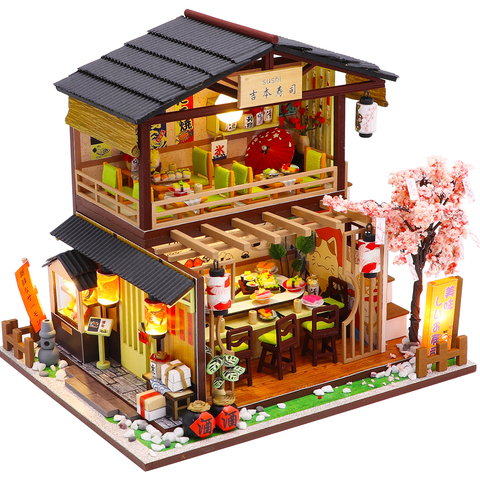 CUTEBEE-casa de muñecas en miniatura para niños, Kit de juguetes con muebles para ensamblar madera, casa de muñecas Diy, puzle, M2011 ► Foto 1/6