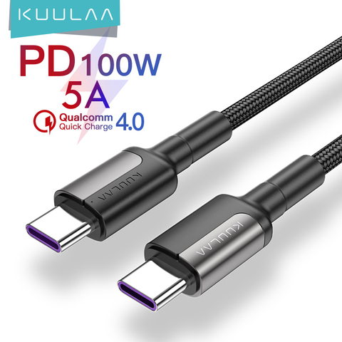 KUULAA USB tipo C a USB-C Cable para Samsung S20 S10 S9 PD 100W de Cable de carga rápida de QC 4,0 tipo-C para Macbook iPad Cable ► Foto 1/6